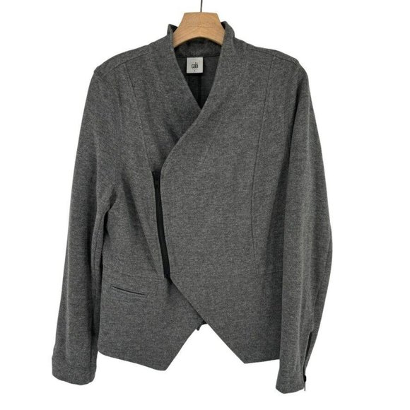 CAbi Jackets & Blazers - CAbi 3556 Gray Rebel moto Zip Up Ponte Knit Jacket womens size Large